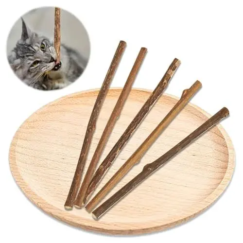 Produktbild: Ormromra 5 Stück Katzenminze Sticks, Katzen Kauhölzer Sticks, Katzen Sticks aus Holz, Kausticks als Katzenspielzeug, Katzensticks Kausticks Set für Katzen Zahnpflege&Gegen Mundgeruch