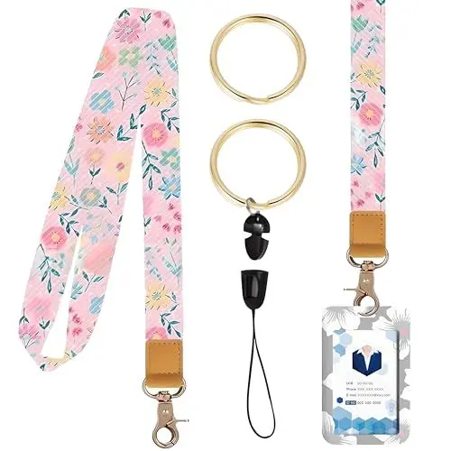 Produktbild: Ormromra Schwarz Schlüsselband mit und Echtem Leder, Lang und Coole Lanyards für Keychain, Umhängeband mit Karabiner für Ausweishalter, Autoschlüssel.