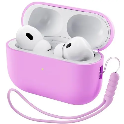 Produktbild: ORNARTO Kompatibel mit AirPods Pro 2 Hülle 2022, Schützende Flüssig Silikon Hülle für AirPods Pro 2 2022 Hybrid Skin Front LED Sichtbar Silikon Hülle-Kirschblüten Rosa