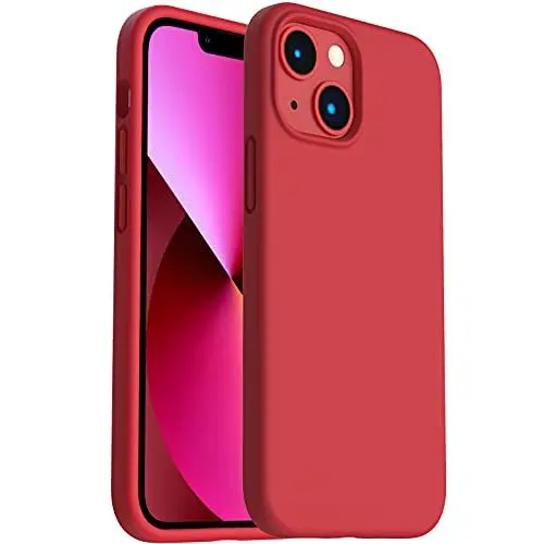 Produktbild: ORNARTO Kompatibel mit iPhone 13 Mini Liquid Silicone Case 5,4”, Verdickte Stoßfeste Flüssige Silikon Handyhülle mit Rundumschutz Schutzhülle- Rot
