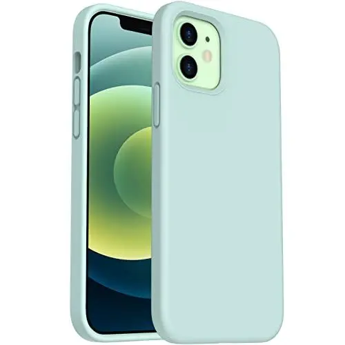Produktbild: ORNARTO Silikon Hülle kompatibel mit iPhone 12 Case und iPhone 12 Pro Case 6,1, Verstärkte Stoßfeste Flüssige Silikon Gel Gummi Ganzkörper Schutz Stoßstange Abdeckungs Handyhülle Minzgrün