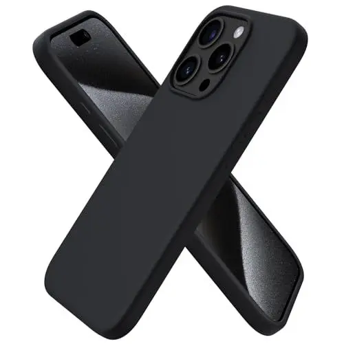 Produktbild: ORNARTO kompatibel mit iPhone 15 Pro Hülle Silikon 6,1 Zoll, Handyhülle iPhone 15 Pro Case aus flüssigem Silikon, Kratzfeste und stoßfeste Schutzhülle iPhone 15 Pro Hülle(2023) - Schwarz