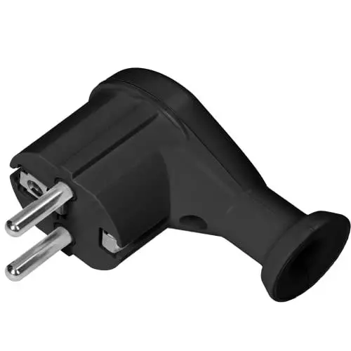 Produktbild: ORNO AE-13261Winkelstecker 230v Flach Uni-Schuko Maximale Belastung 16A (Schwarz)