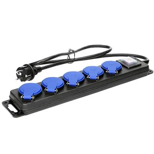 Produktbild: ORNO OR-AE-13159(GS)/5M Mehrfachsteckdose Außen Werkstatt Steckdose IP44 5-Fach mit 5m Kabel (5m)