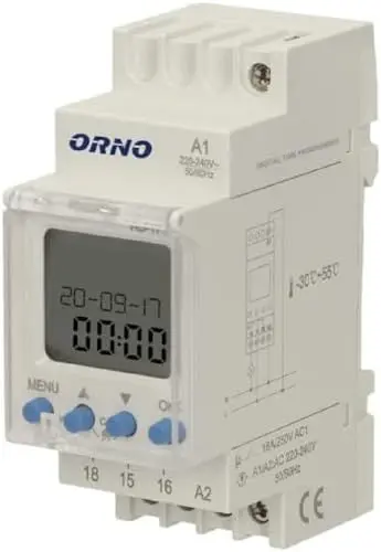 Produktbild: ORNO PRE-450 Zeitschaltuhr Digital Astronomisch 52 Programme 3 Menüsprachen 1 Relaisausgang und Nachtpausenfunktion White