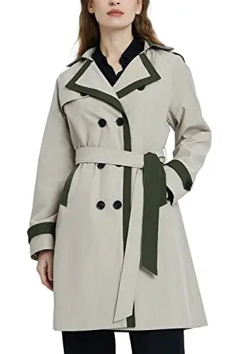 Produktbild: Orolay Damen Klassischer Trenchcoat Zweireihig Mittellang Winddicht Modisch Jacke Revers Mantel mit Gürtel Beige L
