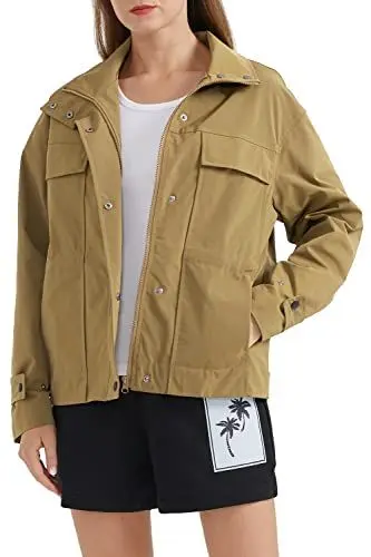 Produktbild: Orolay Damen Trenchcoat mit kurzem Stehkragen in der Taille und Kordelzug Kaffee XS