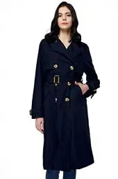 Produktbild: Orolay Damen Übergangsmantel 3/4 Länge Doppelreihiger Trenchcoat Revers Jacke mit Gürtel - Eleganter Mantel Marine M