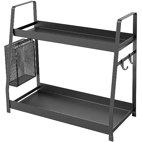 Produktbild: OROPY 2 Tier Gewürzregal für Arbeitsplatte, Metall Stehende Küche Lagerung Veranstalter Regal, Vertikale Würze Jars Rack, schwarz