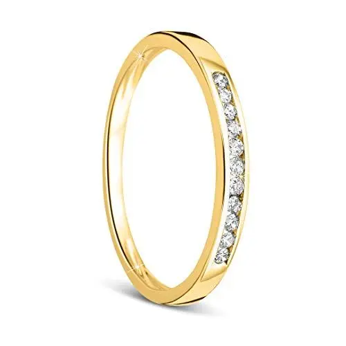 Produktbild: Orovi Damen-Ring Memoire Hochzeitsring GelbGold 9 Karat (375) Brillianten 0.10 carat Verlobungsring Diamantring