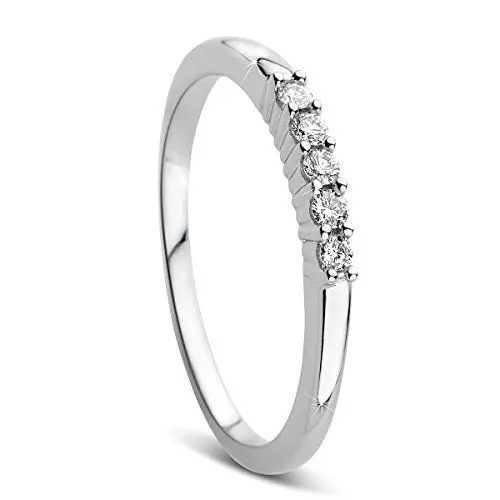 Produktbild: Orovi Damen-Ring Memoire Hochzeitsring Weißgold 9 Karat (375) Diamant 0.10 carat Verlobungsring Diamantring