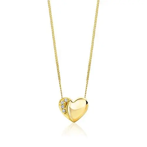 Produktbild: Orovi Schmuck Damen Diamant Herz–Kette Gold mit Herzanhänger besetzt mit 4 natürlichen Diamanten Brillanten in einer Krappenfassung Zeitlose klassische Halskette Gelbgold 18 Karat(750), 45cm