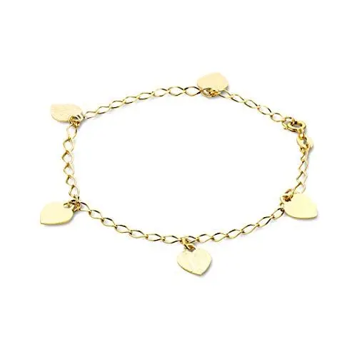 Produktbild: OROVI Armband - Armreif Damen Gelbgold 14 Karat / 585 Gold Kette mit Herz 19 cm
