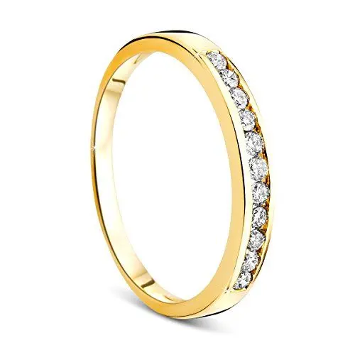 Produktbild: Orovi Damen-Ring Memoire Hochzeitsring GelbGold 14 Karat (585) Brillianten 0.20 carat Verlobungsring Diamantring