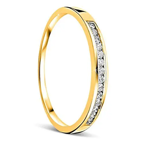 Produktbild: Orovi Damen-Ring Memoire Hochzeitsring GelbGold 18 Karat (750) Brillianten 0.10 carat Verlobungsring Diamantring