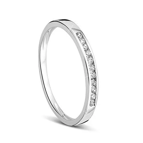 Produktbild: Orovi Damen-Ring Memoire Hochzeitsring Weißgold 14 Karat (585) Brillianten 0.10 carat Verlobungsring Diamantring