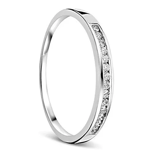 Produktbild: Orovi Damen-Ring Memoire Hochzeitsring Weißgold 18 Karat (750) Brillianten 0.10 carat Verlobungsring Diamantring