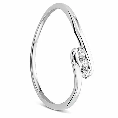 Produktbild: Orovi Damen-Ring Memoire Hochzeitsring Weißgold 9 Karat (375) 3 Brillianten 0.09 carat Verlobungsring Diamantring