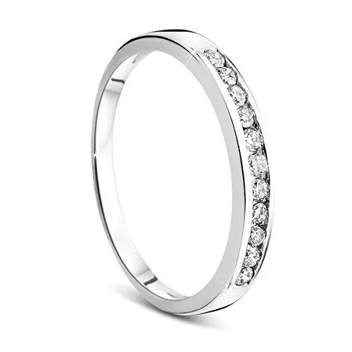 Produktbild: Orovi Damen-Ring Memoire Hochzeitsring Weißgold 9 Karat (375) Brillianten 0.20 carat Verlobungsring Diamantring
