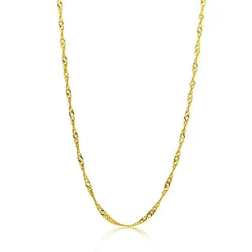 Produktbild: Orovi Damen Halskette 14 Karat (585) GelbGold Singapurkette Goldkette 1,2 mm breit 45cm lange