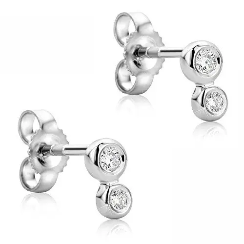 Produktbild: Orovi Damen Ohrringe Set Damen Weißgold mit Diamant 14 Karat (585) Brillianten 0.13crt Ohr Schmuck