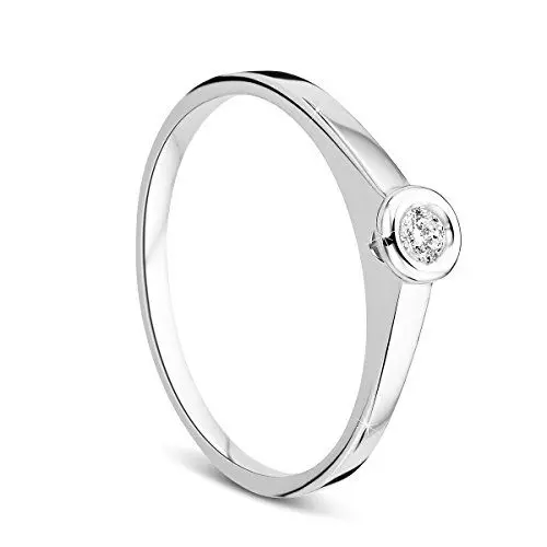 Produktbild: Orovi Damen Verlobungsring Gold Solitärring Diamantring 14 Karat (585) Diamant 0.05crt Weißgold Ring mit Diamanten Ring Handgemacht in Italien