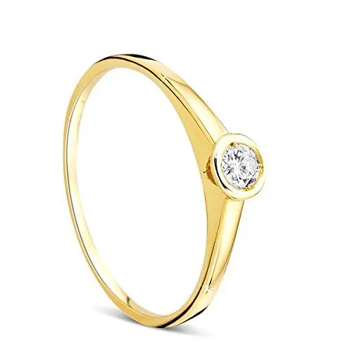 Produktbild: Orovi Damen Verlobungsring Gold Solitärring Diamantring 9 Karat (375) Brillanten 0.10crt GelbGold Ring mit Diamanten Ring Handgemacht in Italien