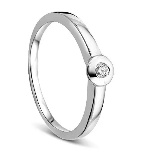 Produktbild: OROVI Damen Verlobungsring Gold Solitärring Diamantring 9 Karat (375) Brillianten 0.06crt Weißgold Ring mit Diamanten