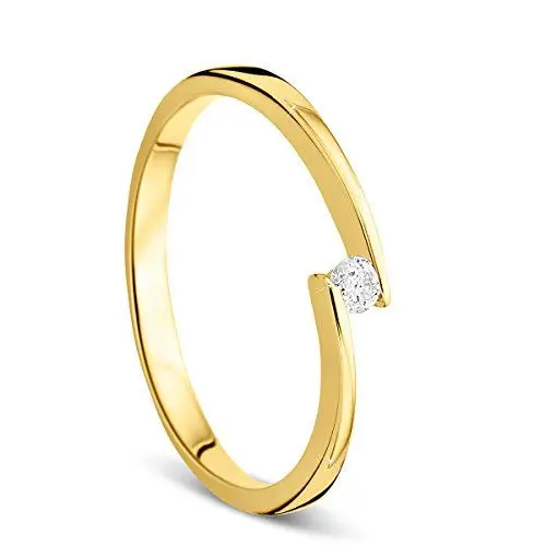 Produktbild: OROVI Ring für Damen Verlobungsring Gold Solitärring Diamantring 9 Karat (375) Brillanten 0.05crt GelbGold Ring mit Diamanten Ring Handgemacht in Italien
