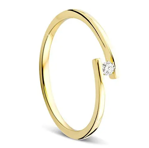 Produktbild: Orovi Ring für Damen Verlobungsring Gold Solitärring Diamantring 9 Karat (375) Brillianten 0.04crt GelbGold Ring mit Diamanten