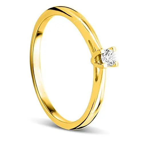 Produktbild: Orovi Ring für Damen Verlobungsring Gold Solitärring Diamantring 9 Karat (375) Brillianten 0.07crt GelbGold Ring mit Diamanten