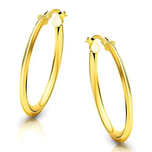 Produktbild: Orovi Schmuck Damen Klassische Zeitlose goldene Ovale Creolen Ohrringe Elegante Klappcreolen aus Gelbgold 18 Karat(750) Gold, Kreolen-Durchmesser 28,5 mm