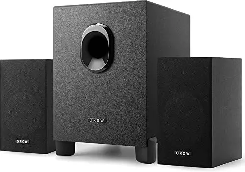 Produktbild: OROW PC Lautsprecher,16W 2.1 Lautsprecher für PC mit Subwoofer, USB-betriebene,HI-FI Stereo Sound,Computer Lautsprecher,Starke Bass, Ideal für Gaming/PC (Holz)