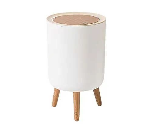 Produktbild: Orrdiffi Badezimmer Mülleimer 7 Liter,Mülleimer mit Pressdeckel,Rund Mülleimer Bad,Kunststoff Mülleimer Geeignet für Küche,Bad,Schlafzimmer und Büro(Weiß)