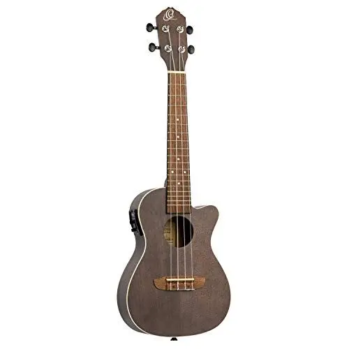 Produktbild: Ortega Guitars Konzert Ukulele Elektro-Akustisch – Earth Series – mit Cutaway – Okoume, Schwarz (RUCOAL-CE)