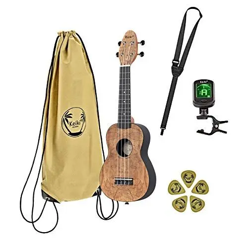 Produktbild: Ortega Guitars Sopran Ukulele Linkshänder – Akustisch – Keiki K3 Series – Inklusive Zubehör – Gestockter Ahorn, ABS, Natur (K3-SPM-L)