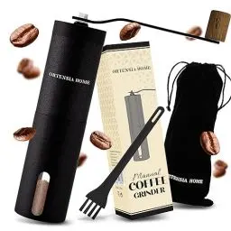 Produktbild: ORTENSIA HOME® | Kaffeemühle manuell mit verstellbarem Keramik-Kegel-Mahlwerk aus 304 rostfreien Edelstahl | Handkaffeemühle | Manuelle Kaffeemühle mit Kegelmahlwerk | Manuelle Kaffeemühle