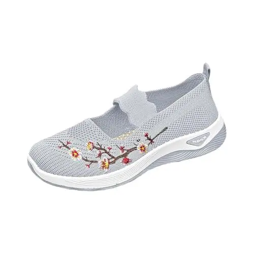 Produktbild: Orthopädische Schuhe Sneaker Damen Ergonomischer Schmerzlinderungs Sommer Barfußschuhe Leicht Atmungsaktive Lässige Bequeme Outdoor Sportschuhe Turnschuhe Laufschuhe Arbeitsschuhe Damen (Grey, 40)