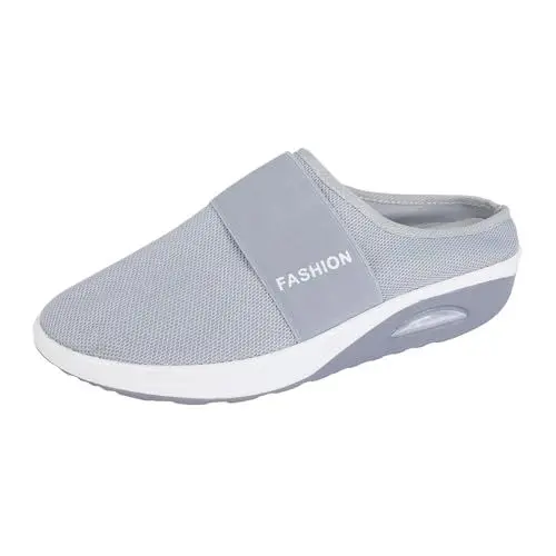 Produktbild: Orthopädische Wanderschuhe zum Hineinschlüpfen mit Luftpolster und Fußgewölbeunterstützung, gestrickt, lässiger Komfort für Spaziergänge im Freien Schuhe Damen Wasserdicht Halbschuhe (Grey, 35)
