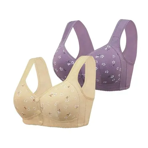 Produktbild: OrthopäDischer Entlastungs BH Sport Damen Set Damen-BH ohne Stahlring, Nicht abfärbend, hebt die Brust an, Geraffte Unterwäsche, weich, hautfreundlich, Reibungslos Shorts BH Mit (Yellow, 44)