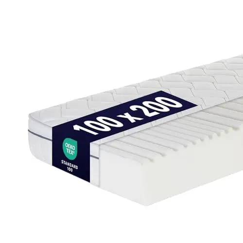 Produktbild: Ortho-Relax Matratze 100x200cm, 23cm hoch, Bett Härtegrad H4 & H5, 100 Nächte Probeschlafen, wendbare Matratze mit weicher & Fester Seite, Wendematratze 7-Zonen-Komfortschaum-Matratze, Öko-Tex 100