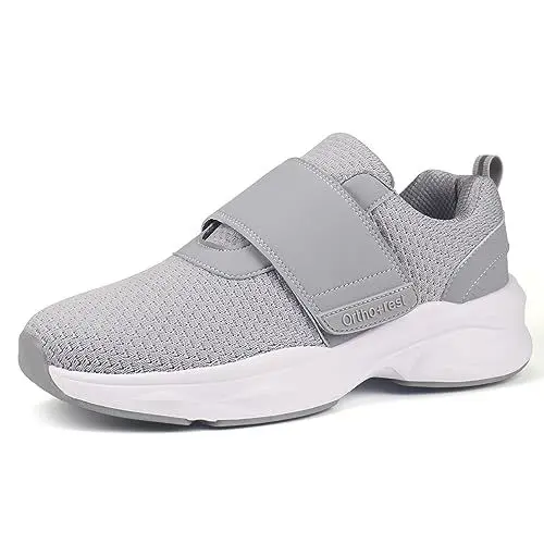 Produktbild: Ortho+rest Herren Diabetiker Wanderschuhe Ödem-Schuhe für Geschwollene Füße Fußgewölbe Unterstützung Orthopädische Sneaker (43,Hellgrau)