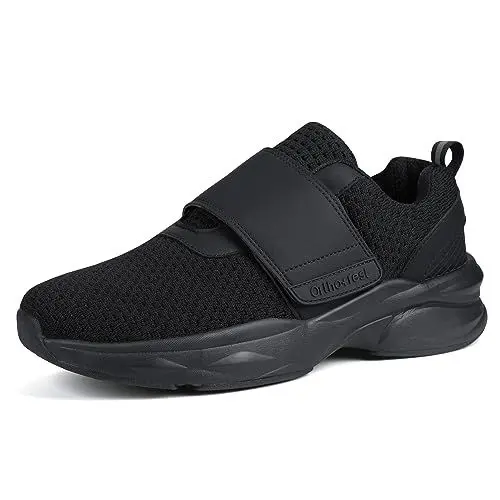 Produktbild: Ortho+rest Herren Diabetiker Wanderschuhe Ödem-Schuhe für Geschwollene Füße Fußgewölbe Unterstützung Orthopädische Sneaker (46,Schwarz)