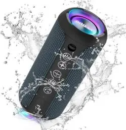 Produktbild: Ortizan Bluetooth Lautsprecher, Bleutooth Box mit LED-Licht, Tragbarer Mini Musikbox mit Freisprechfunktion, IPX7 Wasserschutz und 360° Surround Sound, Kabelloser Outdoor Lautsprecher mit AUX, TF