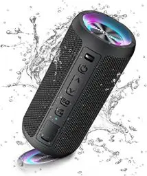 Produktbild: Ortizan Bluetooth Lautsprecher mit Licht, Musikbox Tragbarer Bluetooth Box mit IPX7 wasserdicht, Dualen Bass-Treibern, 30h Akku, Freisprechfunktion für Phone, Draußen, Beidhändig Schwarz