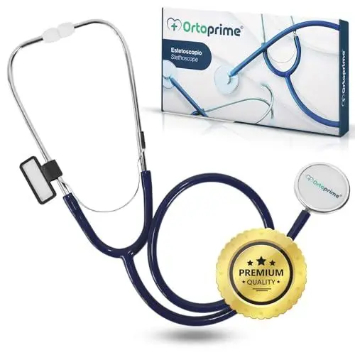 Produktbild: OrtoPrime Flachkopf Stethoskop Medizinisch – Stethoskope Professionelles Stethoskop Echt für Erwachsene & Kinder – Stetospok Medizin – Präzises stethoscope kaufen für Ärzte & Pflegepersonal