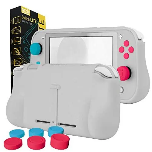 Produktbild: Orzly Grip Case für Switch Lite - Schutzhülle für den Einsatz auf der Nintendo Switch Lite im Handheld Gamepad-Modus mit Komfort gepolsterten Handgriffen, mit Kickstand & Thumbgrips - Z&Z Edition