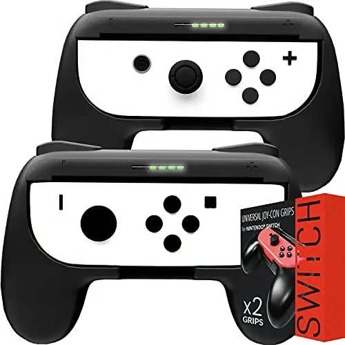 Produktbild: Orzly Grips kompatibel mit Nintendo Switch Joy-Con für Extra Komfort - Doppelpack (2x in SCHWARZ) – Universeller Griff für die Verwendung mit den Nintendo Switch Joy-Cons
