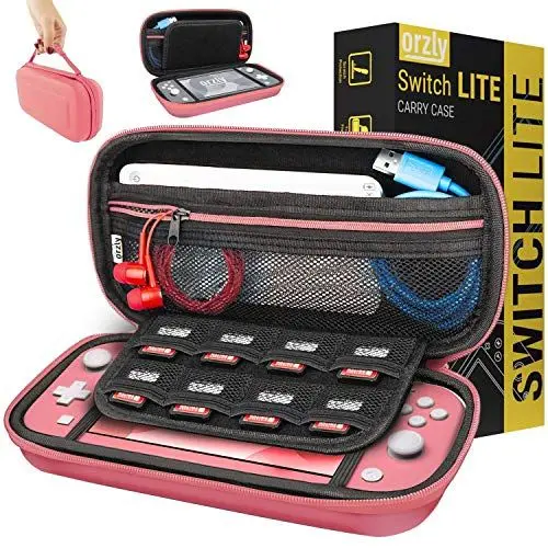 Produktbild: Orzly Tragetasche kompatibel mit Nintendo Switch Lite (2019) – Aufbewahrungstasche - Hartschalen Case/Hülle/Schutzhülle für die Verwendung mit der Nintendo Switch Lite Konsole & Accesoires - Koralle