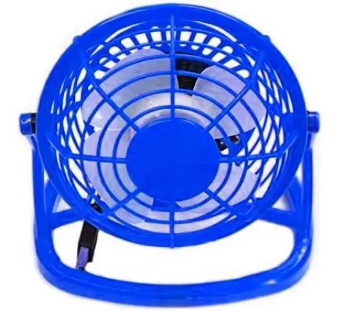 Produktbild: Orzly USB-Ventilator, tragbar, Mini-Tischventilator, leise, Retro-Look, Blau